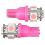 T10 Wedge 5-SMD 5050 LED Light Bulbs 192 168 194 2825 158 Pink Pair